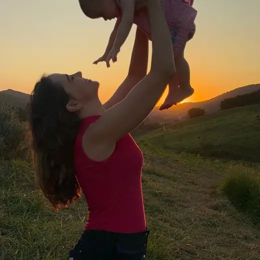Aline com a filha